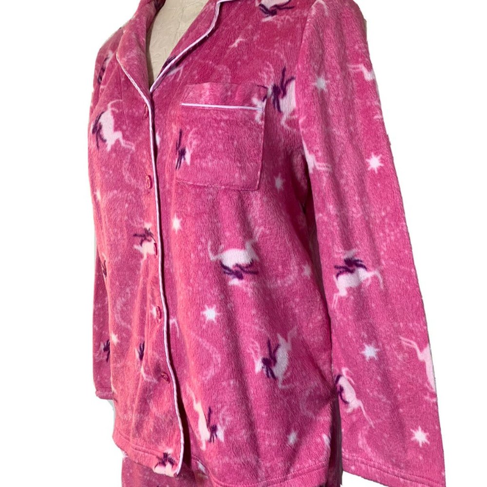 PINK Reindeer SOFT FLEECE pyjamas  Size MEDIUM